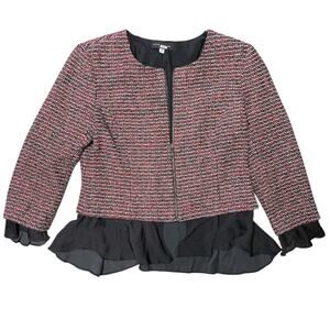 Slate & Willow Ruffle Trim Tweed Crop Jacket 8
